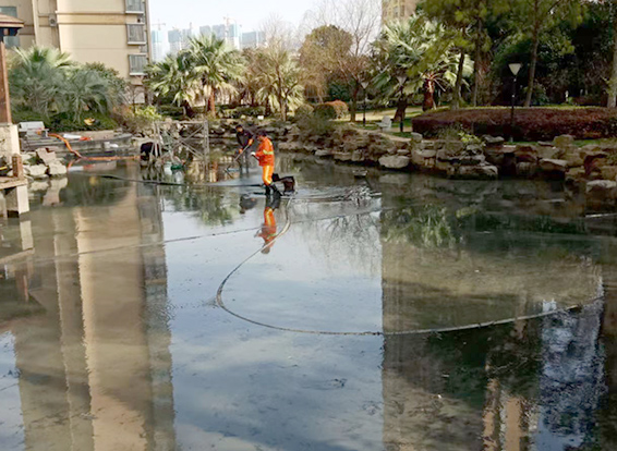 郫县景观池淤泥清理